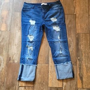 Cato Distressed Cuffed Denim Jeans
